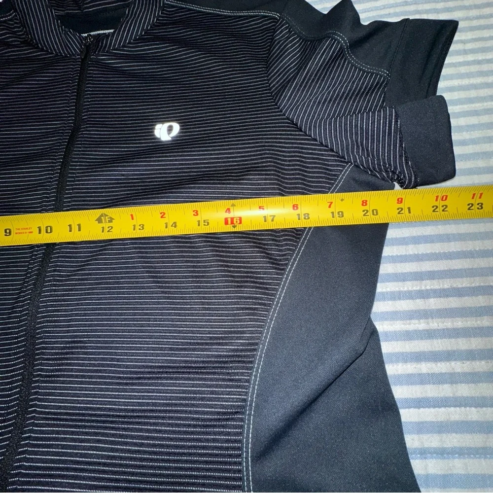 Pearl Izumi Women's Cycling Jersey Black Striped Short Sleeve Full Zip XL - Picture 2 of 7